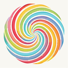 Vibrant Rainbow Swirl Abstract Design Colorful Spiral with Textured Paint Strokes.