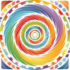 Vibrant Rainbow Concentric Spiral Abstract Art with Segmented Colorful Swirls.