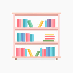 A Pastel Pink Bookshelf Filled with Colorful Books.