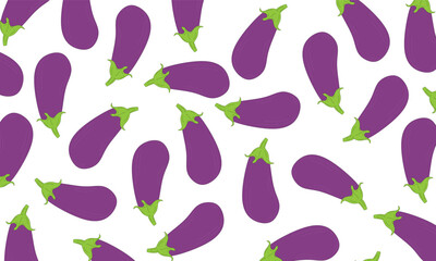 Vector seamless pattern of eggplant flat icons. Purple vegetable design for backgrounds, wallpapers, packaging, and textiles