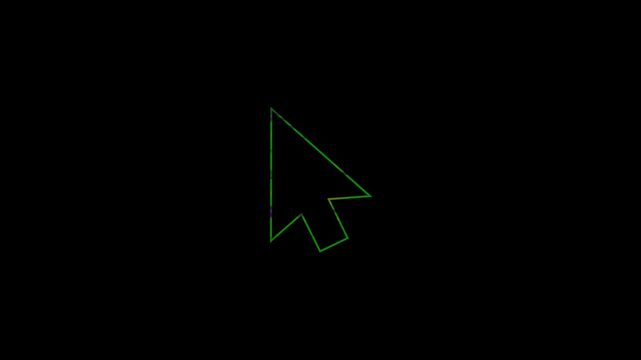Glowing neon line Computer mouse click cursor arrow icon. Neon Cursor icon. Glowing Mouse click cursor symbol. 4K image icon.