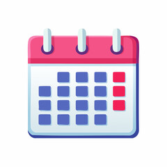 Colorful Cartoon Calendar with Red and Blue Squares Isolated Design.