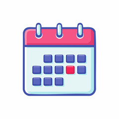 Cartoon Calendar with Red Highlighted Day and Pink Top.
