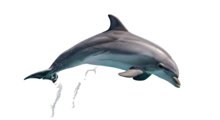 Dolphin leaping out of water isolated PNG with Transparent Background