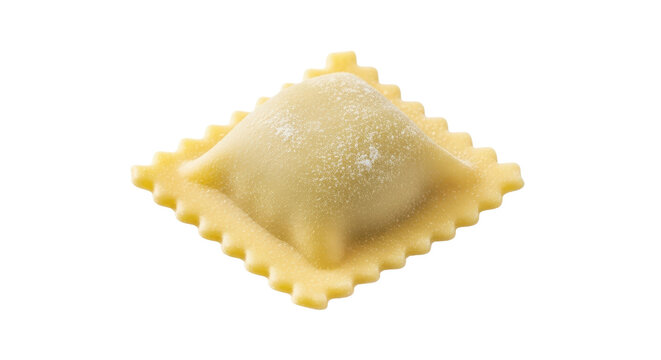 Single square ravioli pasta close-up isolated PNG with Transparent Background - Powered by Adobe