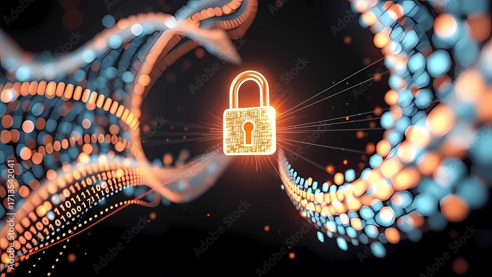 Poster digital cybersecurity data encryption protection privacy network secure technology
