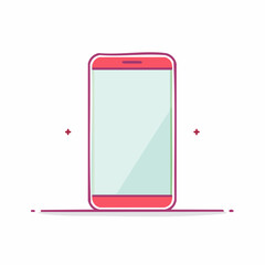 A handdrawn red smartphone illustration with a purple outline and a blank light blue screen.