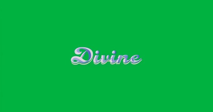 Opening frame initiating cursive Divine on transparent backdrop shimmering glow showcasing branding
