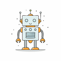 Cartoon Robot Illustration with Geometric Shapes and Antennae.
