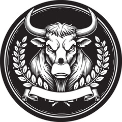 Bold bull head graphic for advertising and branding