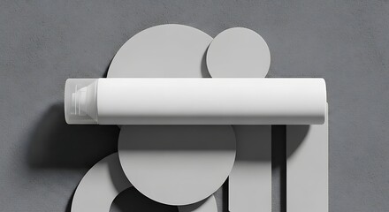Minimalist Product Mockup with Geometric Shapes on Gray Background