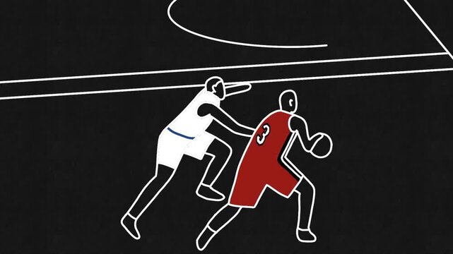 Great Basketball crossover moment in 2D animation. hand drawn animation of basketball moment