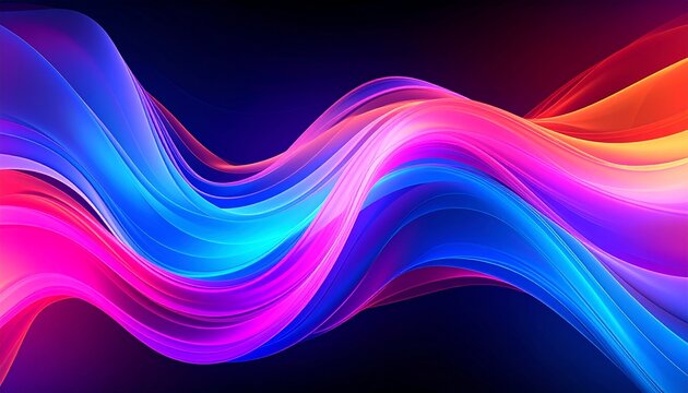 Vibrant flowing waves of colorful light on a dark background.