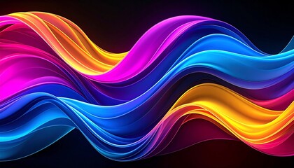 Colorful luminous ribbons of light flowing in smooth waves.
