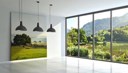 Modern interior with panoramic mountain views