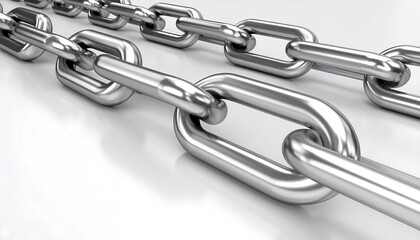 Obraz premium Steel chain links on white background