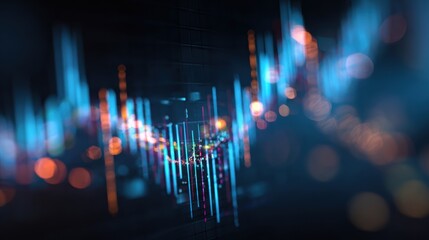 Abstract digital wave forms represent data analysis with vibrant colors and dynamic movements, symbolizing innovation.