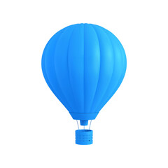 Fototapeta premium Blue Hot Air Balloon 3D Illustration on White Background
