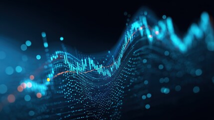 Abstract digital wave pattern illustrating data flow and technology advancement in a futuristic design.