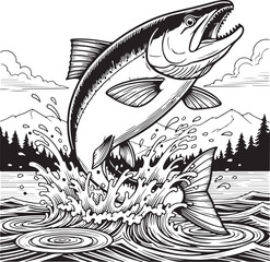 Creative fishing illustration with diverse color elements