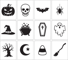 Spooky halloween icons for festive designs