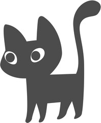 Cute Stylized Black Cat Illustration with Large White Eyes.