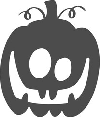 Spooky Halloween Jack-o-Lantern Pumpkin Silhouette with Carved Face.