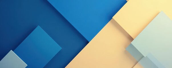 Abstract geometric shapes with blue and beige color palette, suitable for business presentations , simple, light