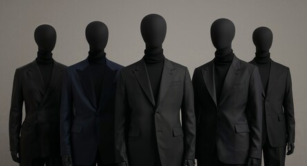 Abstract Assembly Formal Figures in Uniform Arrangement, Monochrome Scene.