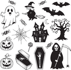 Spooky halloween night with haunted elements and festive decorations