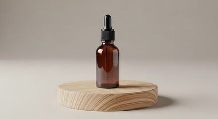 Amber Glass Dropper Bottle with Wooden Stand