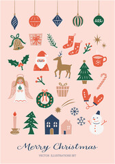 かわいいクリスマスに使えるベクターイラスト素材セット
