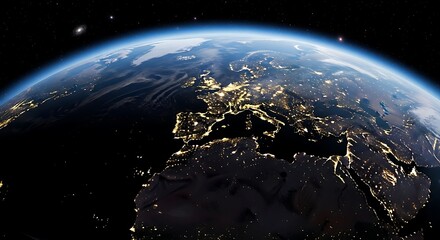 Earth from Space at Night: Europe and Africa City Lights