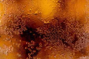 Close Up of Soda Bubbles and Carbonated Drink Texture Background