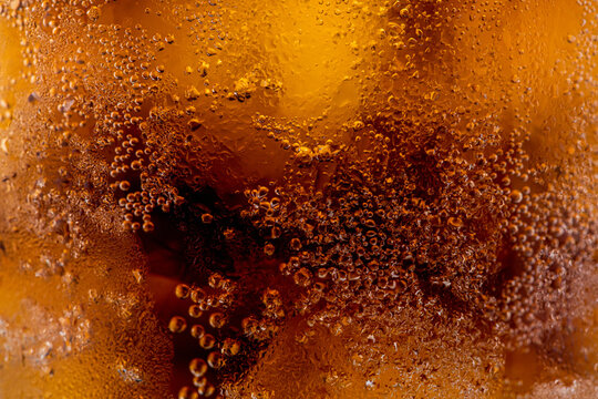Close Up of Soda Bubbles and Carbonated Drink Texture Background