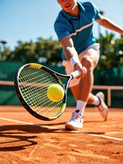 Intense tennis match action outdoor court sports photography bright day close-up view competitive spirit