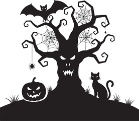 Festive halloween vector design with spooky elements and vibrant colors
