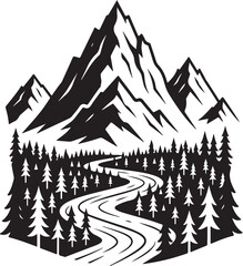 Abstract geometric landscape with vibrant colors and clean lines