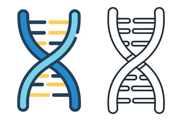 Two DNA Double Helix Strand Icons One Colored One Outline dna strand genetics