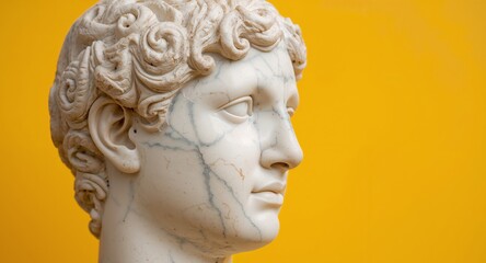 Marble Bust in Profile Abstract Art, Textured Surface, Contrasting Colors.