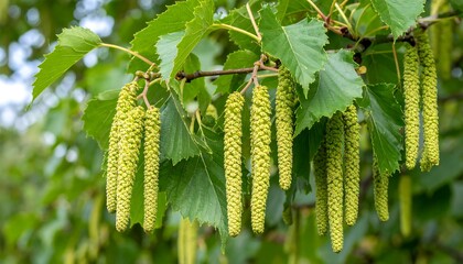 Fototapeta premium Springtime birch tree catkins