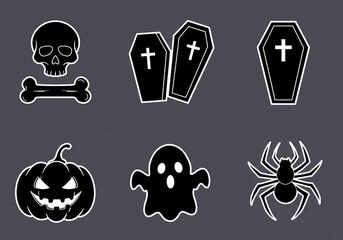A set of black and white vector icons featuring a crown symbol illustration for web design