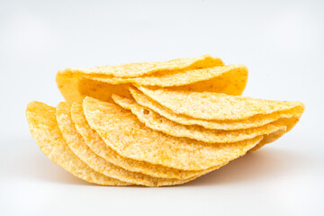 Potato chips isolated on white background
