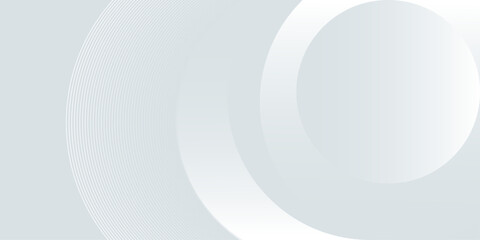 White geometric abstract background overlap layer on bright space with lines effect decoration. Modern graphic design element circles style concept for banner, flyer, card, cover, or brochure.
