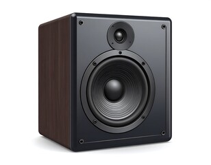 Obraz premium 3D rendering of a dark-wood speaker
