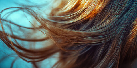 Naklejka premium close-up of moving brown hair
