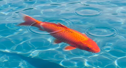Red Koi Fish in Clear Water