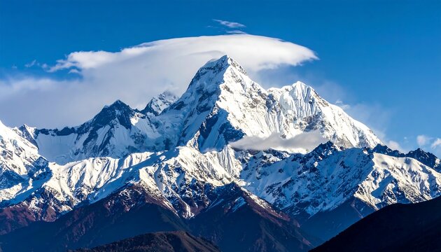 Snowy mountain peak panorama (1)