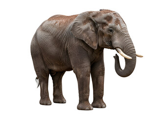 Fototapeta premium A full shot of an African elephant against a black background, showcasing its detailed features and imposing presence.
