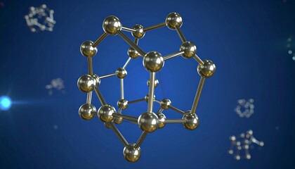 3D rendering of a metallic molecular structure